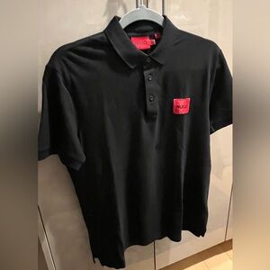EUC Hugo Boss Red Logo Black Polo